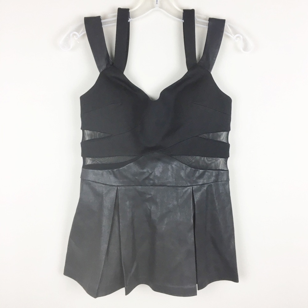 Boston Proper | Black Leather Strappy Top - H7